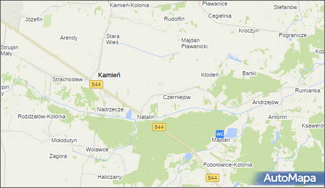 mapa Czerniejów gmina Kamień, Czerniejów gmina Kamień na mapie Targeo