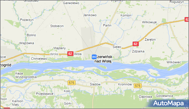 mapa Czerwińsk nad Wisłą, Czerwińsk nad Wisłą na mapie Targeo