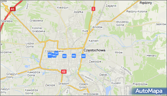 mapa Częstochowy, Częstochowa na mapie Targeo