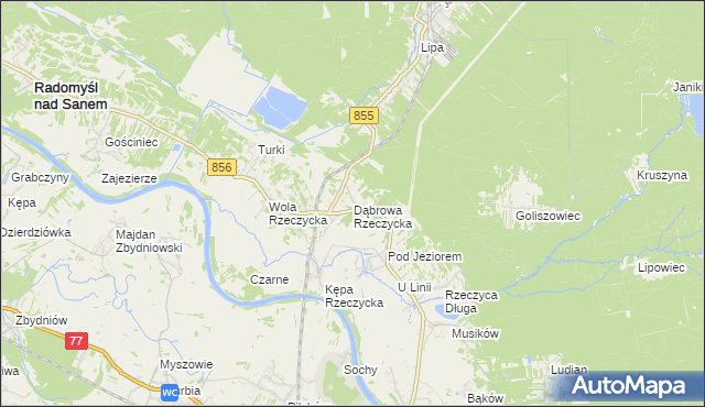 mapa Dąbrowa Rzeczycka, Dąbrowa Rzeczycka na mapie Targeo