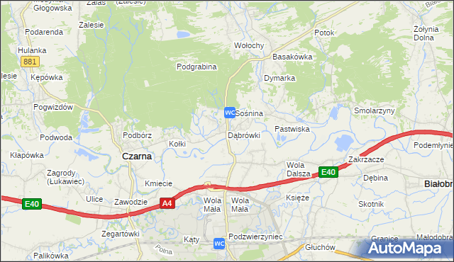 mapa Dąbrówki gmina Czarna, Dąbrówki gmina Czarna na mapie Targeo