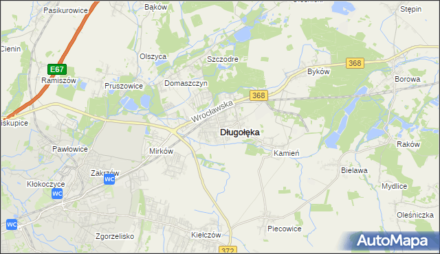 mapa Długołęka powiat wrocławski, Długołęka powiat wrocławski na mapie Targeo