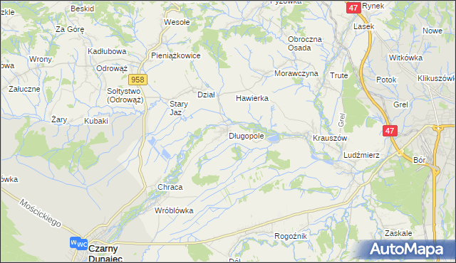 mapa Długopole, Długopole na mapie Targeo