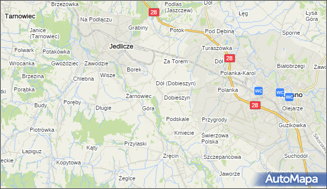 mapa Dobieszyn gmina Jedlicze, Dobieszyn gmina Jedlicze na mapie Targeo