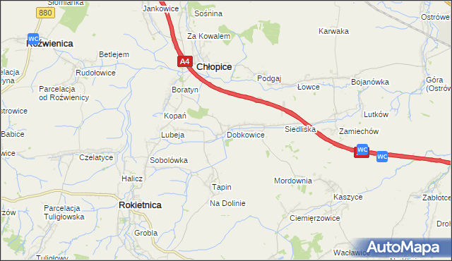 mapa Dobkowice gmina Chłopice, Dobkowice gmina Chłopice na mapie Targeo