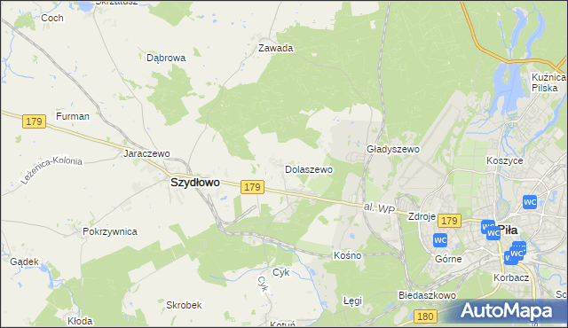 mapa Dolaszewo, Dolaszewo na mapie Targeo