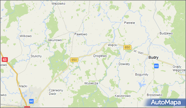 mapa Droglewo, Droglewo na mapie Targeo