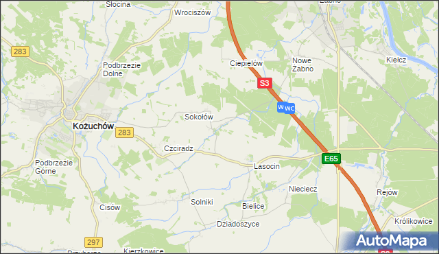 mapa Drwalewice gmina Kożuchów, Drwalewice gmina Kożuchów na mapie Targeo
