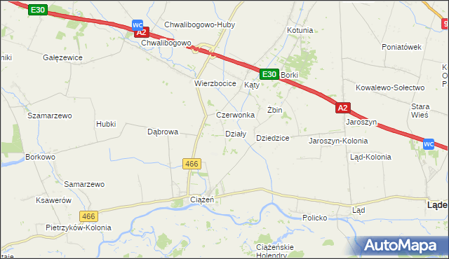 mapa Działy gmina Lądek, Działy gmina Lądek na mapie Targeo