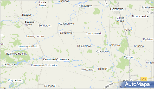 mapa Dzięgielewo, Dzięgielewo na mapie Targeo