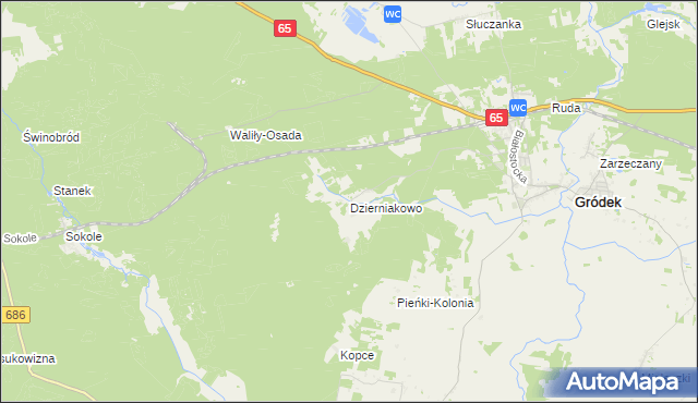 mapa Dzierniakowo, Dzierniakowo na mapie Targeo
