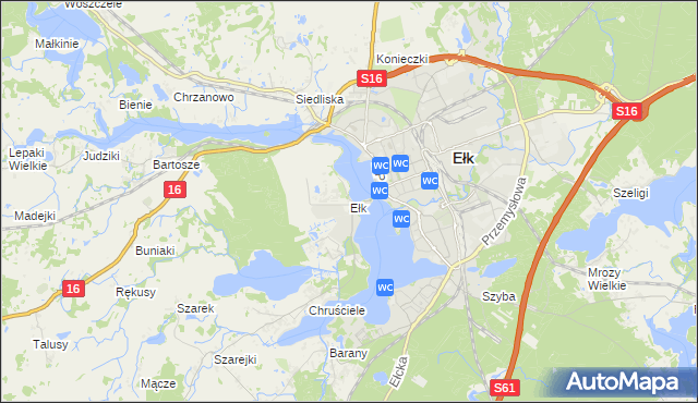 mapa Ełk powiat ełcki, Ełk powiat ełcki na mapie Targeo