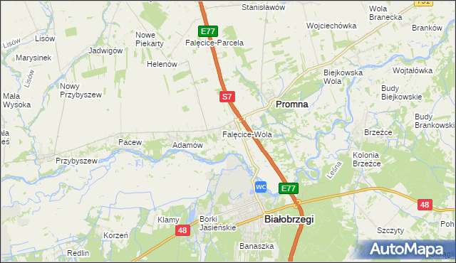 mapa Falęcice, Falęcice na mapie Targeo