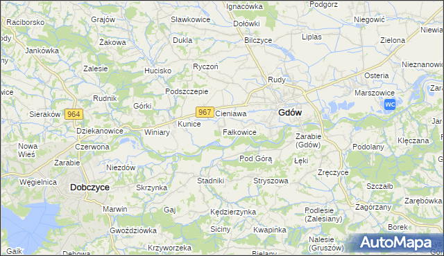 mapa Fałkowice gmina Gdów, Fałkowice gmina Gdów na mapie Targeo