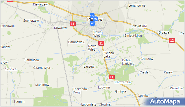mapa Folusz gmina Pleszew, Folusz gmina Pleszew na mapie Targeo