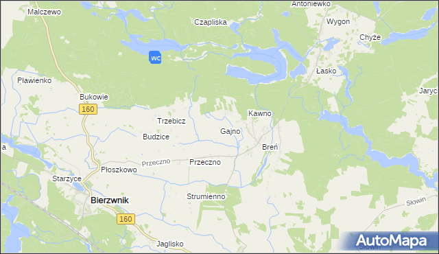 mapa Gajno, Gajno na mapie Targeo