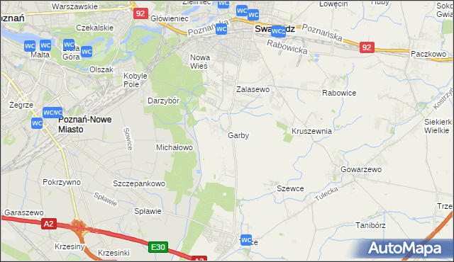 mapa Garby gmina Swarzędz, Garby gmina Swarzędz na mapie Targeo