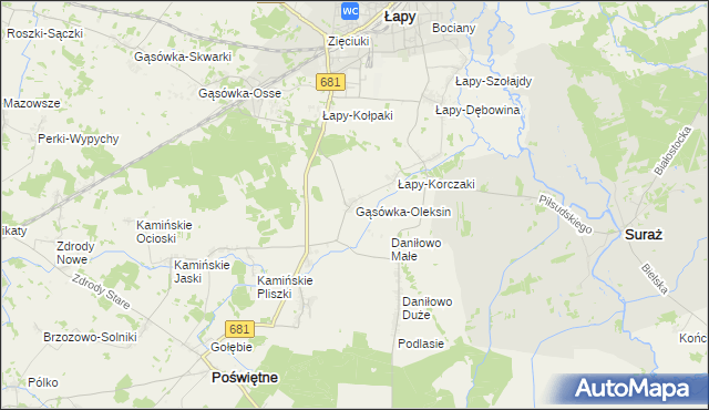 mapa Gąsówka-Oleksin, Gąsówka-Oleksin na mapie Targeo