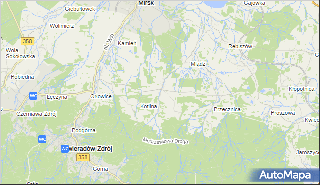 mapa Gierczyn gmina Mirsk, Gierczyn gmina Mirsk na mapie Targeo