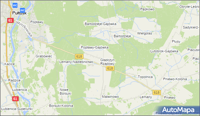 mapa Gładczyn Rządowy, Gładczyn Rządowy na mapie Targeo