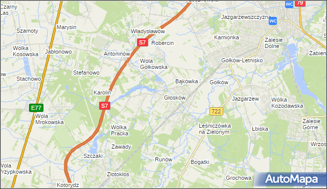 mapa Głosków gmina Piaseczno, Głosków gmina Piaseczno na mapie Targeo