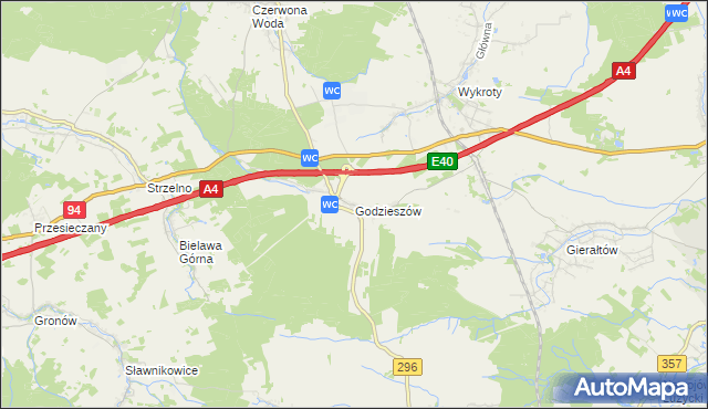 mapa Godzieszów, Godzieszów na mapie Targeo