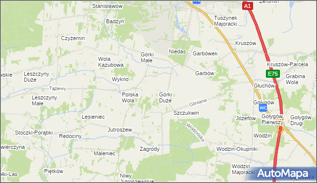 mapa Górki Duże gmina Tuszyn, Górki Duże gmina Tuszyn na mapie Targeo