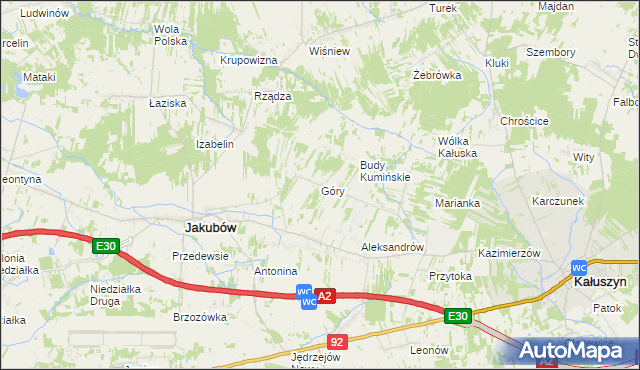 mapa Góry gmina Jakubów, Góry gmina Jakubów na mapie Targeo