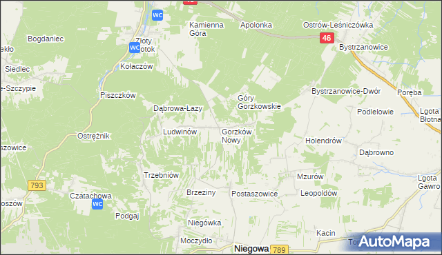 mapa Gorzków Nowy, Gorzków Nowy na mapie Targeo