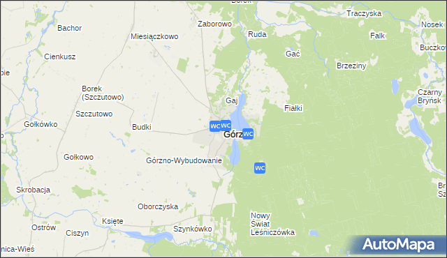 mapa Górzno powiat brodnicki, Górzno powiat brodnicki na mapie Targeo