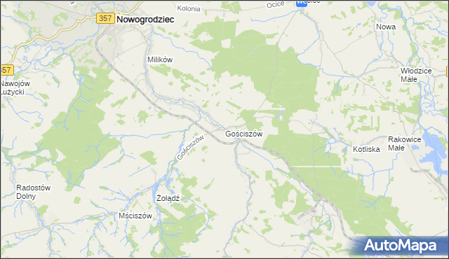 mapa Gościszów, Gościszów na mapie Targeo