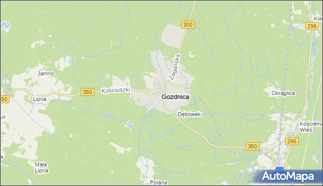 mapa Gozdnica powiat żagański, Gozdnica powiat żagański na mapie Targeo