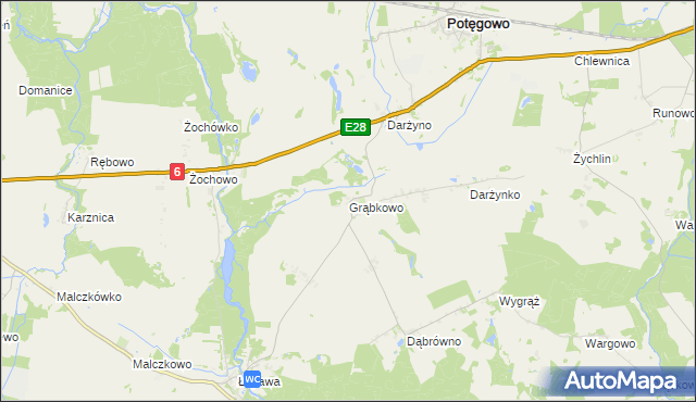 mapa Grąbkowo gmina Potęgowo, Grąbkowo gmina Potęgowo na mapie Targeo