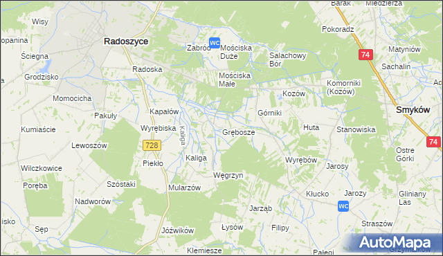 mapa Grębosze, Grębosze na mapie Targeo