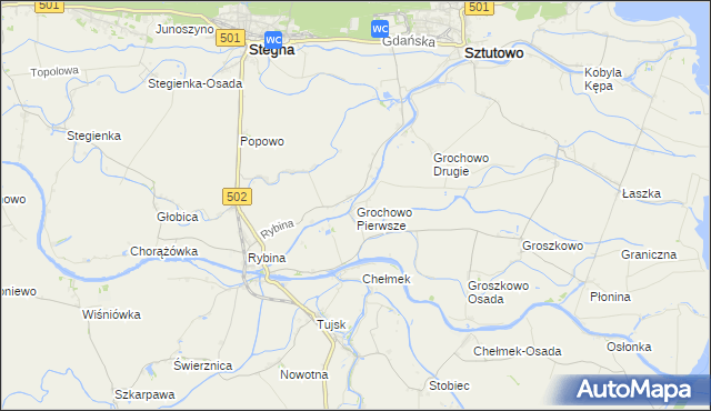 mapa Grochowo Pierwsze, Grochowo Pierwsze na mapie Targeo