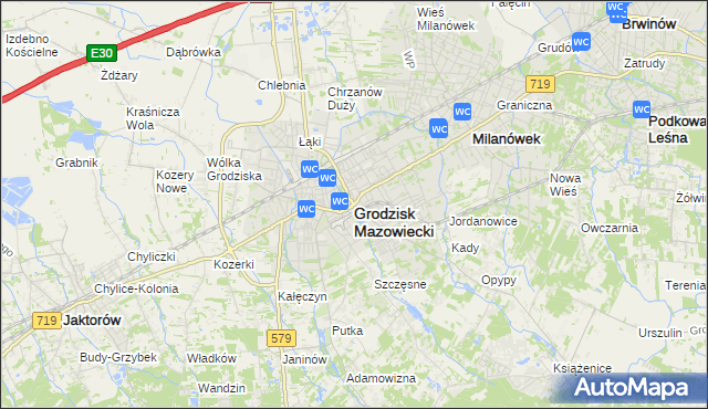 mapa Grodzisk Mazowiecki, Grodzisk Mazowiecki na mapie Targeo