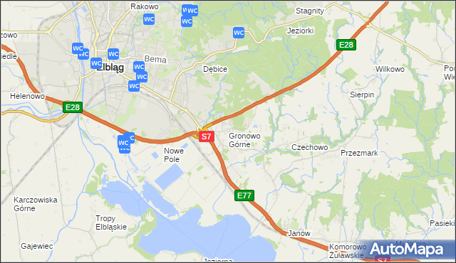 mapa Gronowo Górne, Gronowo Górne na mapie Targeo