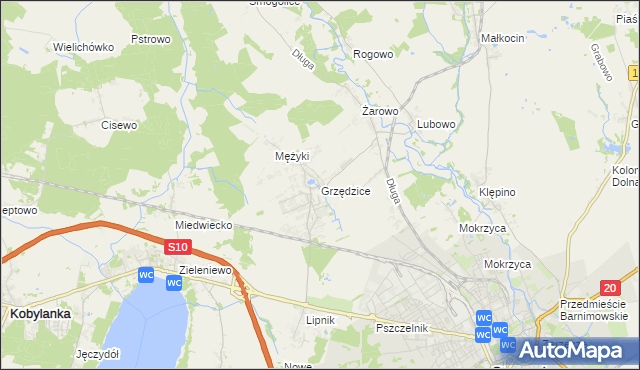 mapa Grzędzice, Grzędzice na mapie Targeo