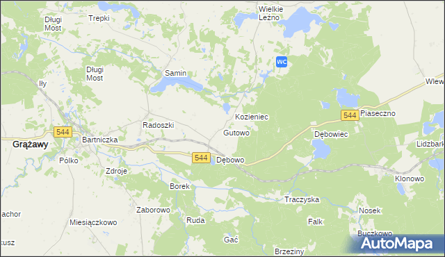 mapa Gutowo gmina Bartniczka, Gutowo gmina Bartniczka na mapie Targeo