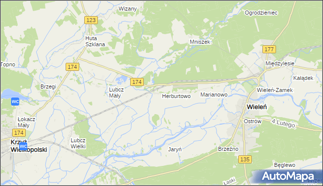 mapa Herburtowo, Herburtowo na mapie Targeo