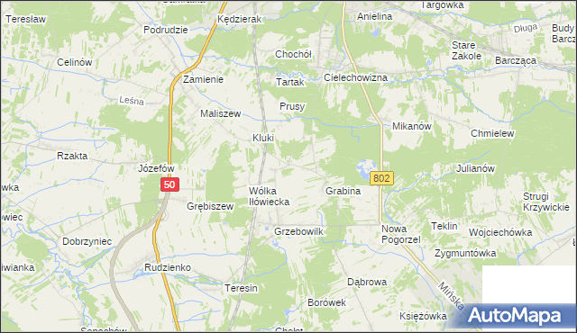 mapa Iłówiec gmina Mińsk Mazowiecki, Iłówiec gmina Mińsk Mazowiecki na mapie Targeo
