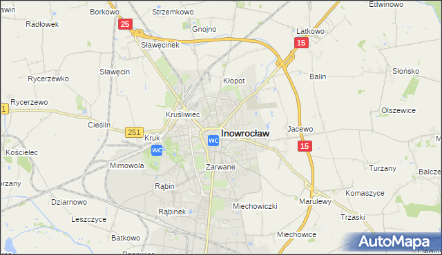 mapa Inowrocławia, Inowrocław na mapie Targeo