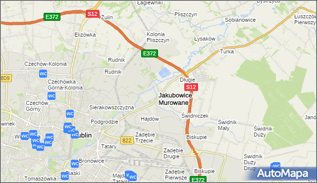 mapa Jakubowice Murowane, Jakubowice Murowane na mapie Targeo