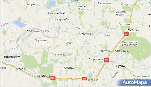 mapa Janowica gmina Cyców, Janowica gmina Cyców na mapie Targeo