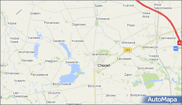 mapa Jarantowice gmina Choceń, Jarantowice gmina Choceń na mapie Targeo