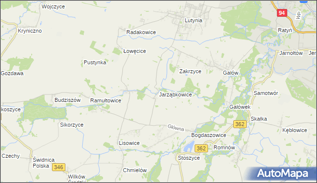mapa Jarząbkowice gmina Kostomłoty, Jarząbkowice gmina Kostomłoty na mapie Targeo