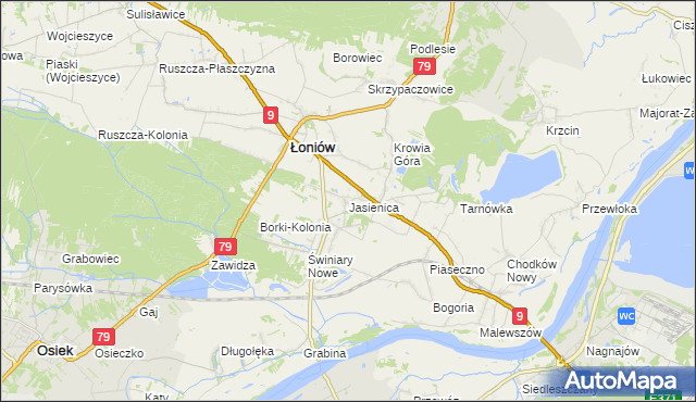 mapa Jasienica gmina Łoniów, Jasienica gmina Łoniów na mapie Targeo