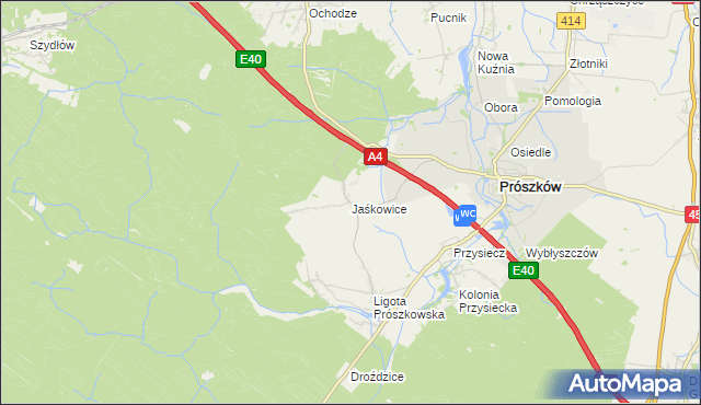 mapa Jaśkowice gmina Prószków, Jaśkowice gmina Prószków na mapie Targeo