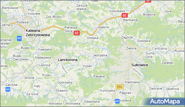 mapa Jastrzębia gmina Lanckorona, Jastrzębia gmina Lanckorona na mapie Targeo