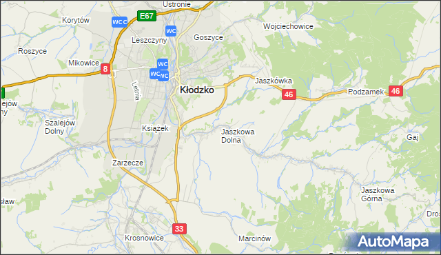 mapa Jaszkowa Dolna, Jaszkowa Dolna na mapie Targeo